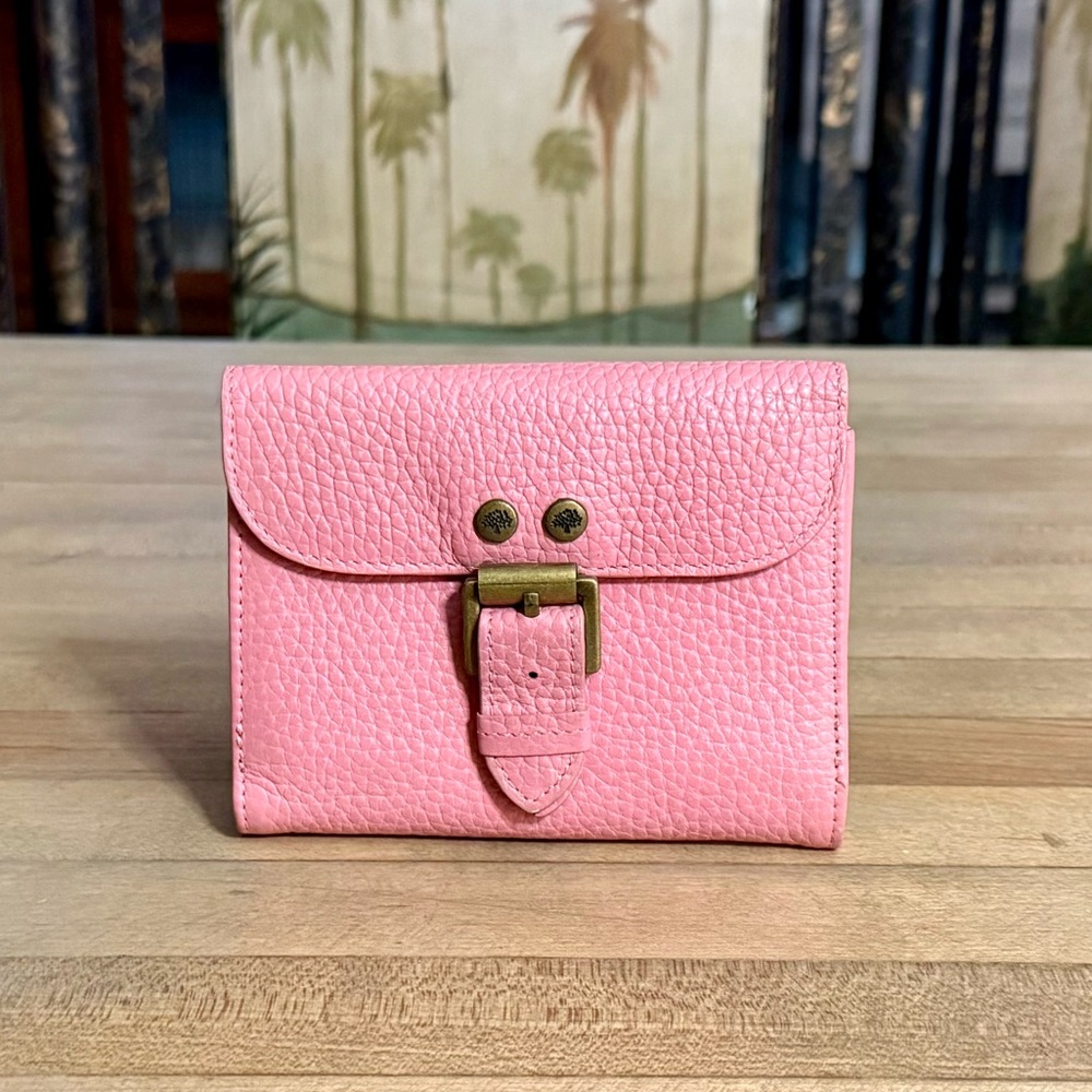 Mulberry Pink Pebbled Leather Roxanne Small Buckle Wallet